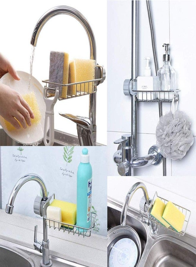 Newvent Stainless Steel Faucet Holder For Kitchen & Bathroom | Soap, Scrubbers, Sponge Holding Rack, Sink Organizer Stand (Pack Of 1) - Image 4